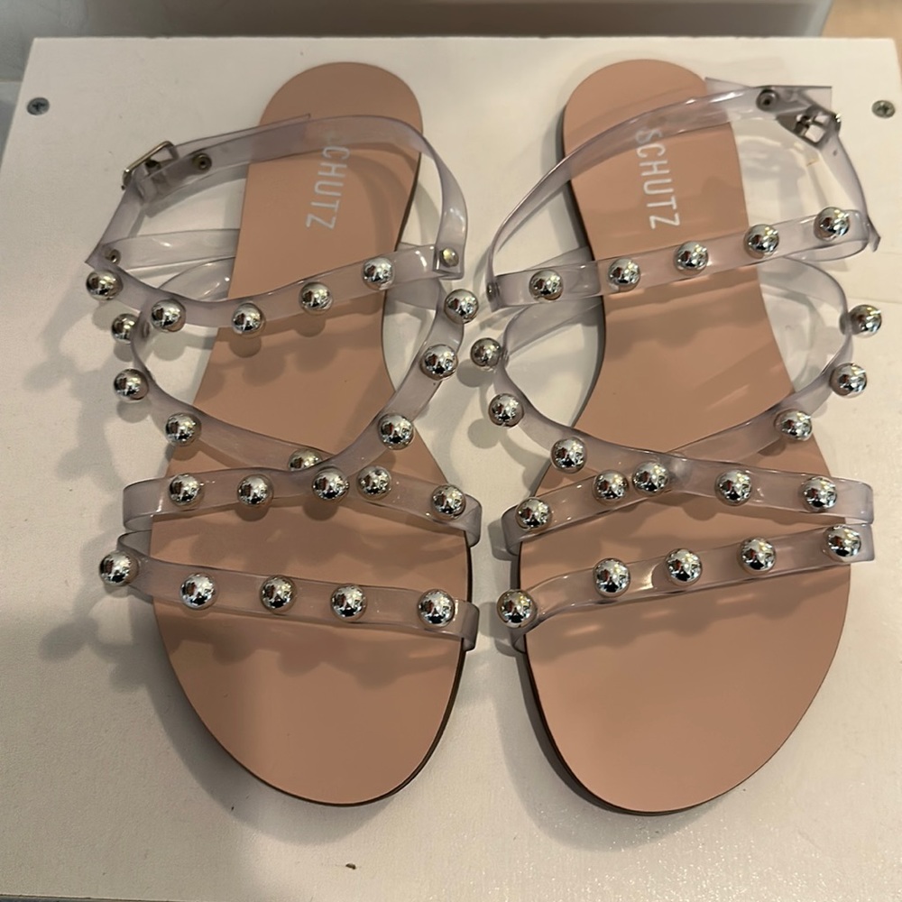 NEW ~ Schutz Lina Clear Strappy Sandals ~ 8.5